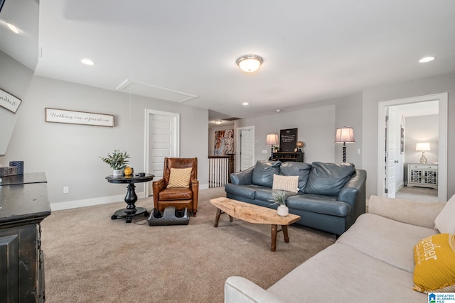 6037 Clubhouse Dr, Trussville, AL 35173 - carpeted living room with attic access and recessed lighting