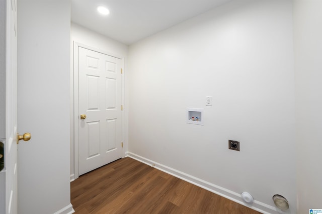 1121 Lawley St, Helena, AL 35080 - laundry room with dark wood-style floors, laundry area, hookup for an electric dryer, baseboards, and washer hookup