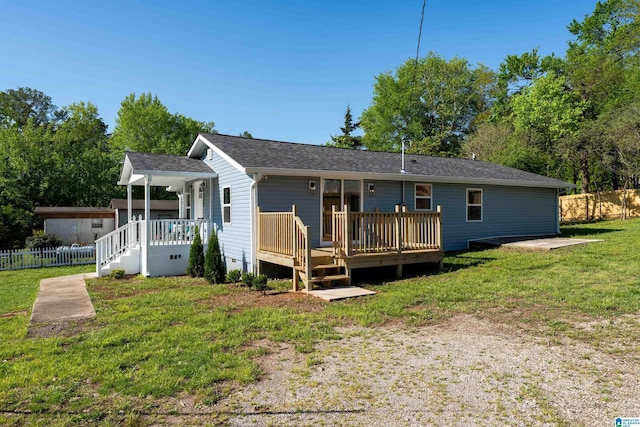 1121 Lawley St, Helena, AL 35080 - back of property featuring fence, crawl space, a yard, and a deck