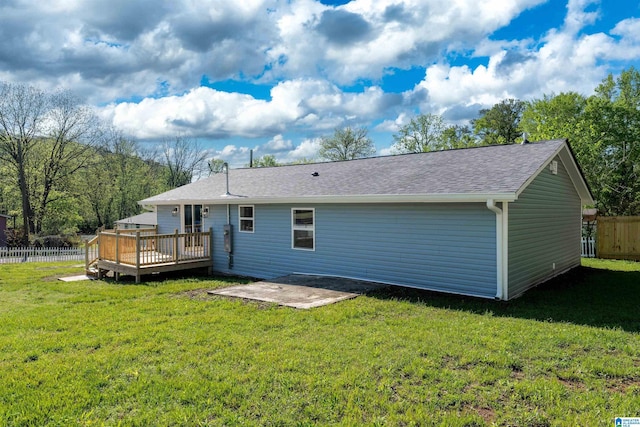 1121 Lawley St, Helena, AL 35080 - rear view of property with fence, a lawn, a patio, and a deck