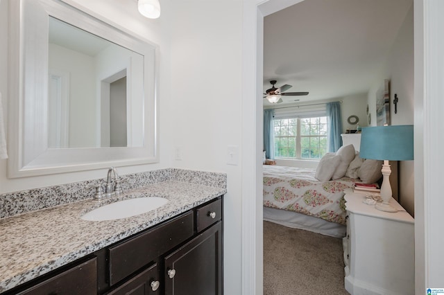 bathroom with vanity and ceiling fan