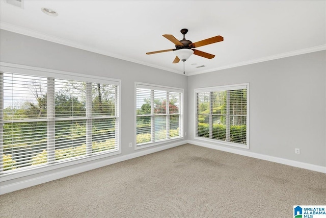 5592 Summit Pointe, Pinson, AL 35126 - carpeted spare room with ornamental molding, baseboards, and ceiling fan