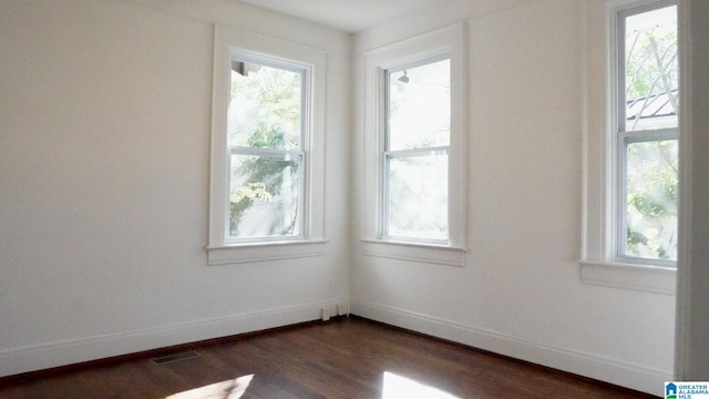 1501 Graymont Ave W, Birmingham, AL 35208 - spare room with dark wood-style flooring, a healthy amount of sunlight, and baseboards