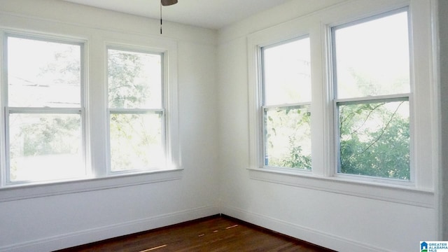 1501 Graymont Ave W, Birmingham, AL 35208 - unfurnished room with dark wood-style flooring, ceiling fan, and baseboards