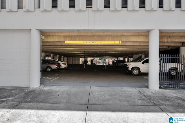 view of parking garage