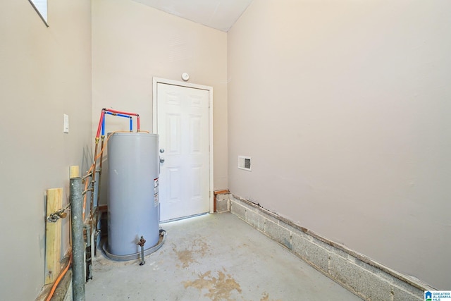 utilities featuring water heater and visible vents