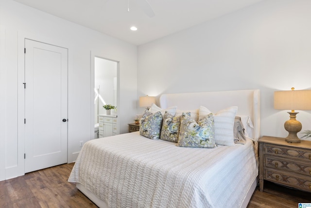 299 Williams Rd, Alexander City, AL 35010 - bedroom with recessed lighting, ensuite bath, wood finished floors, and a ceiling fan
