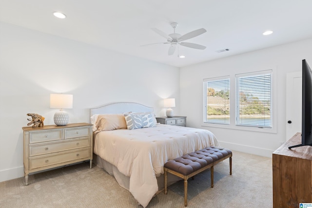 299 Williams Rd, Alexander City, AL 35010 - bedroom with visible vents, baseboards, recessed lighting, and light carpet