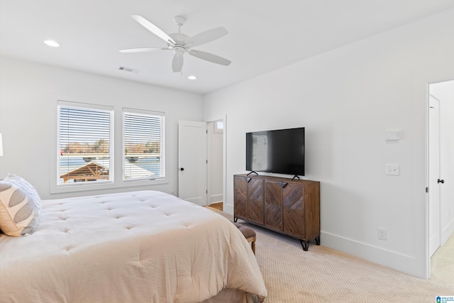 299 Williams Rd, Alexander City, AL 35010 - bedroom with visible vents, baseboards, recessed lighting, and light colored carpet