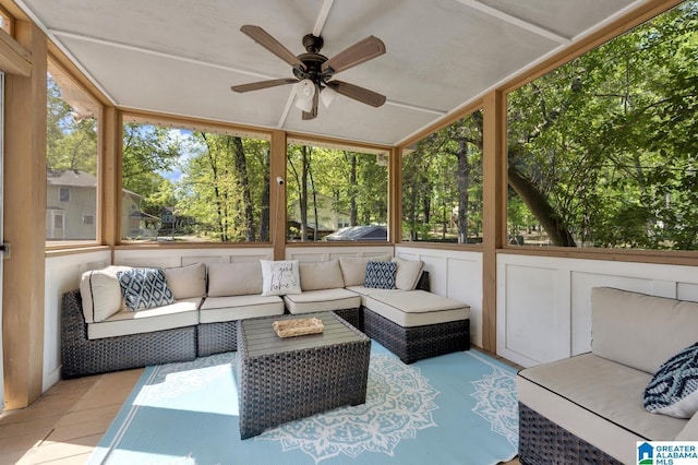 913 Falling Star Ln, Alabaster, AL 35007 - sunroom / solarium with a ceiling fan and an outdoor hangout area