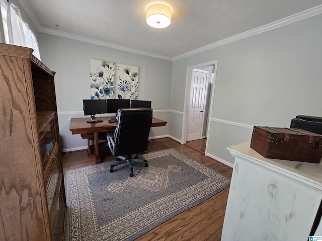 913 Falling Star Ln, Alabaster, AL 35007 - office space with ornamental molding, baseboards, and wood finished floors