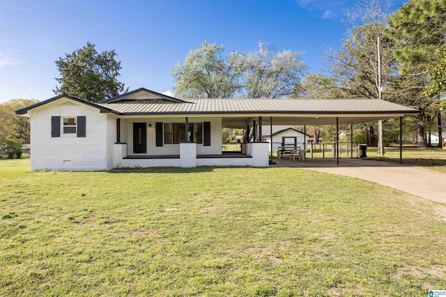 1110 Brakefield Dairy Rd, Jasper, AL 35503 - exterior space featuring metal roof, crawl space, brick siding, a front lawn, and a standing seam roof