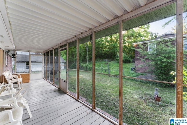 view of unfurnished sunroom