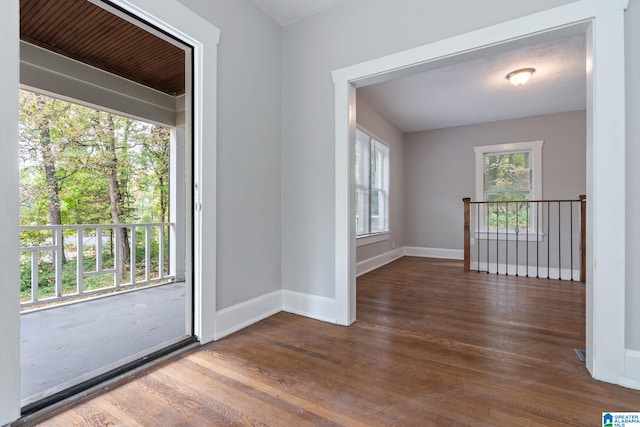 686 Ridge Top Cir, Birmingham, AL 35206 - doorway to outside featuring baseboards and wood finished floors