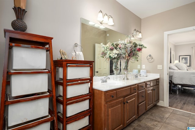 7717 Clayton Cove Pkwy, Clay, AL 35126 - ensuite bathroom featuring crown molding, double vanity, a sink, and ensuite bathroom
