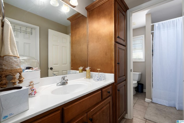 7717 Clayton Cove Pkwy, Clay, AL 35126 - full bathroom featuring tile patterned flooring, vanity, a shower with curtain, and toilet