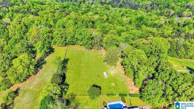 bird's eye view with a view of trees