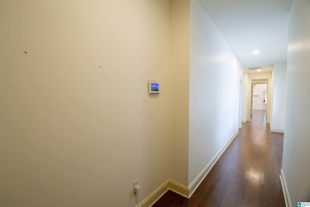3881 Ross Park Dr, Hoover, AL 35226 - corridor featuring dark wood-type flooring, visible vents, baseboards, and recessed lighting
