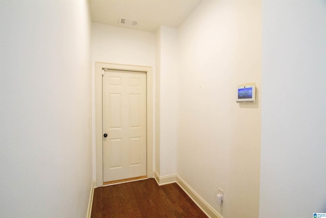 3881 Ross Park Dr, Hoover, AL 35226 - corridor with baseboards, dark wood-style flooring, and visible vents
