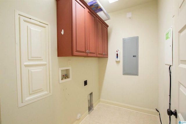 3881 Ross Park Dr, Hoover, AL 35226 - washroom featuring hookup for an electric dryer, electric panel, baseboards, cabinet space, and washer hookup