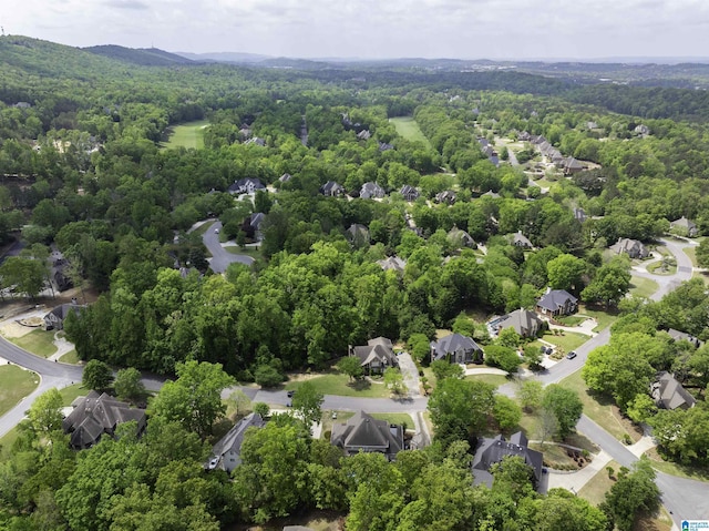 aerial view featuring a residential view and a forest view