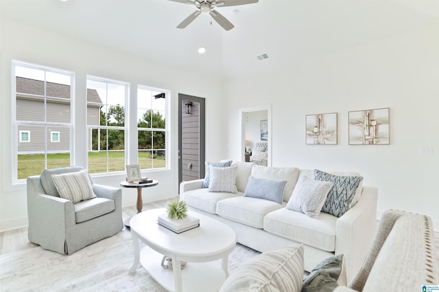 342 Shiloh Creek Dr, Calera, AL 35040 - living area with a ceiling fan, wood finished floors, recessed lighting, and baseboards