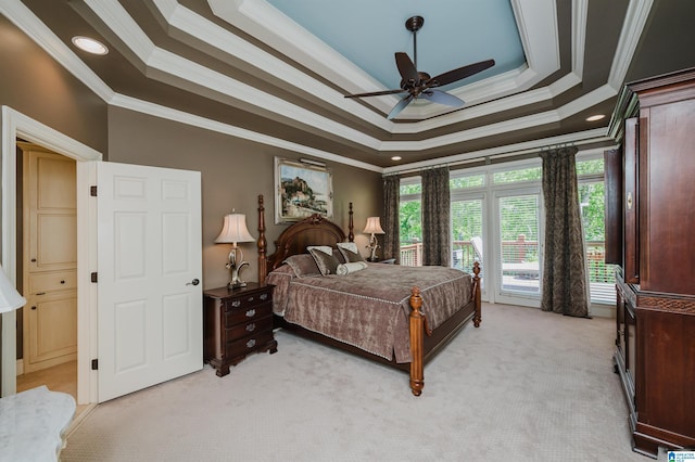 4527 High Court Cir, Hoover, AL 35242 - bedroom with light carpet, a raised ceiling, and ornamental molding