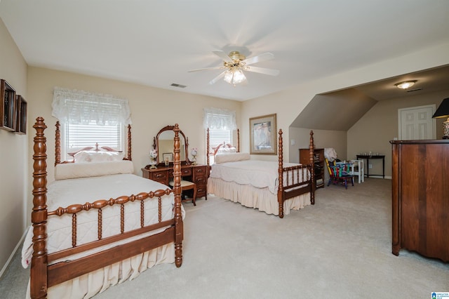 4527 High Court Cir, Hoover, AL 35242 - bedroom featuring a ceiling fan, visible vents, light colored carpet, and multiple windows