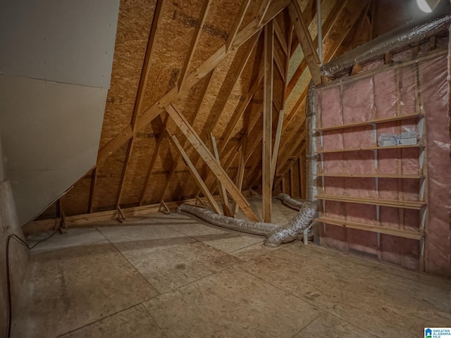 view of unfinished attic