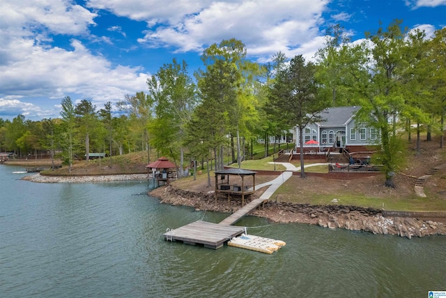 387 Misty Ln, Wedowee, AL 36278 - dock area featuring a deck with water view and a gazebo