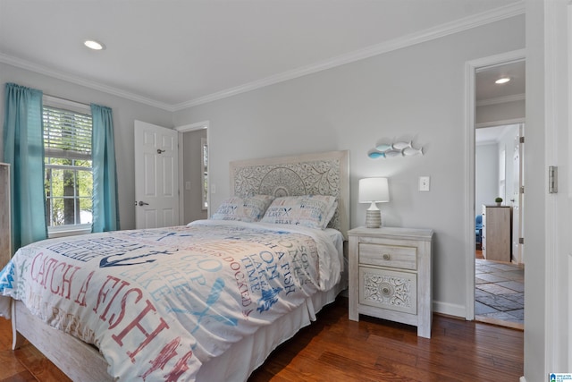 387 Misty Ln, Wedowee, AL 36278 - bedroom featuring baseboards, ornamental molding, wood finished floors, and recessed lighting