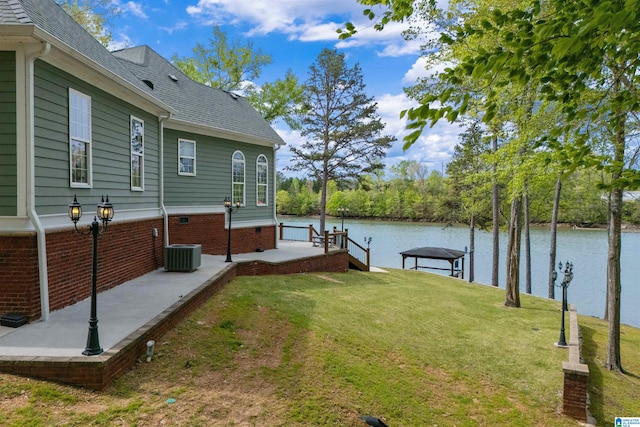 387 Misty Ln, Wedowee, AL 36278 - view of yard with a boat dock, a patio, a water view, and boat lift
