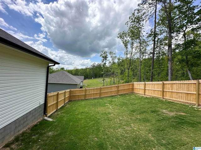 view of yard featuring a fenced backyard