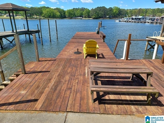 view of dock featuring a water view