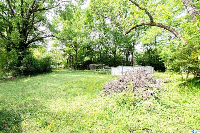 view of yard with a swimming pool