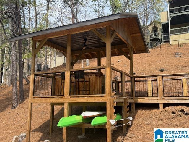 view of playground with a gazebo and a ceiling fan