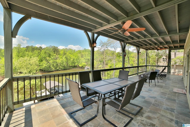 view of patio / terrace with outdoor dining space and ceiling fan