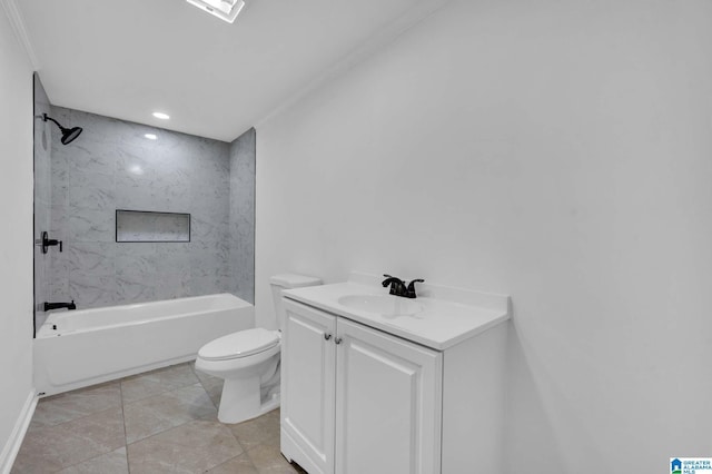 300 6th St, Docena, AL 35060 - full bathroom with recessed lighting, toilet, bathtub / shower combination, and vanity