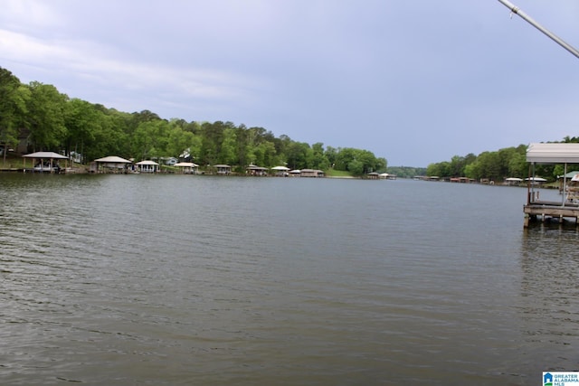 property view of water featuring a dock