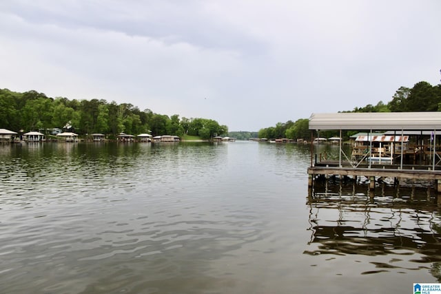 dock area featuring a water view and boat lift