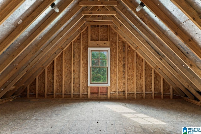 view of unfinished attic