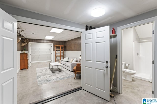 interior space featuring concrete floors