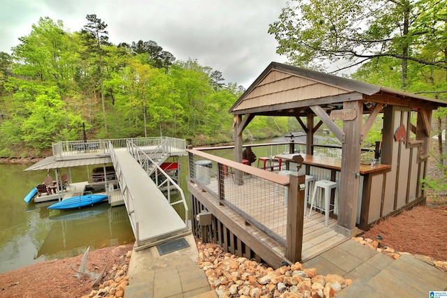 view of dock featuring a water view