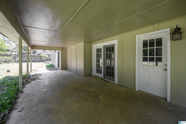 view of patio featuring fence