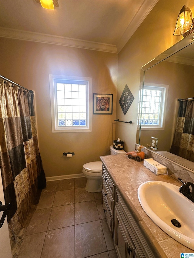 5050 Lily Rd, Hokes Bluff, AL 35903 - full bath featuring tile patterned flooring, toilet, vanity, crown molding, and baseboards