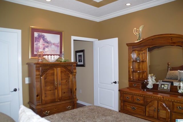 5050 Lily Rd, Hokes Bluff, AL 35903 - bedroom with recessed lighting, baseboards, and ornamental molding