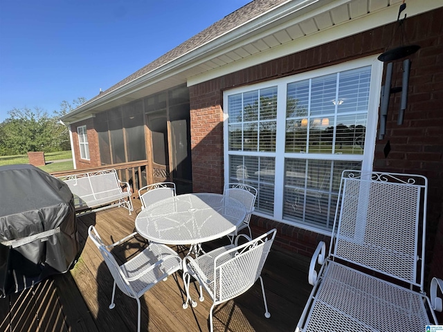 5050 Lily Rd, Hokes Bluff, AL 35903 - wooden terrace featuring outdoor dining area