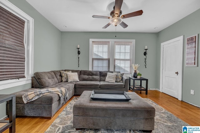 2910 W Meighan Blvd, Gadsden, AL 35904 - living room featuring wood finished floors and a ceiling fan