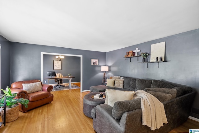 living room with wood finished floors