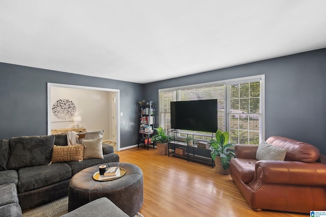 living room featuring light wood-style floors